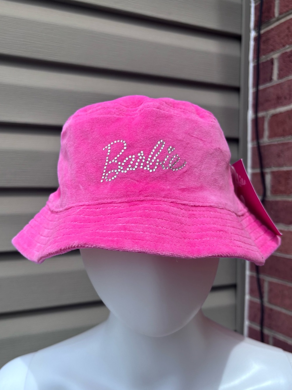 NWT BARBIE PINK VELOUR RHINESTONE BUCKET HAT